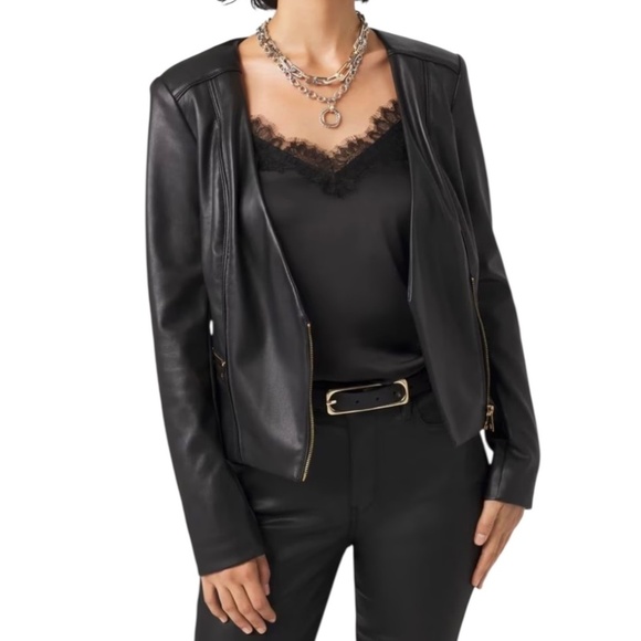 WHBM Faux Leather Moto Jacket - Picture 1 of 10